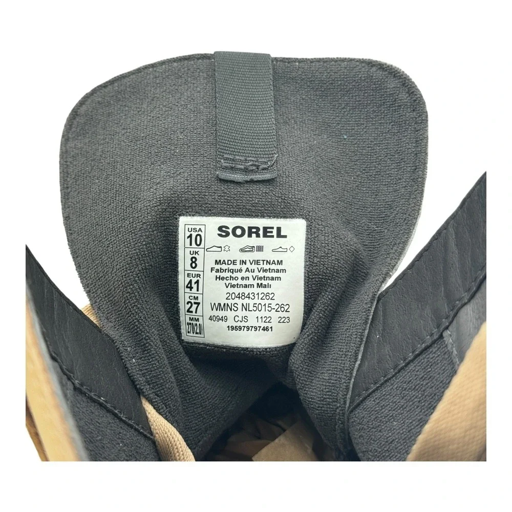 SOREL Boots Women 10 Caribou Waterproof Leather Chunky Lug Sole Outdoor Tan
